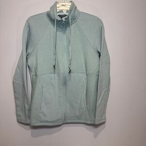 Eddie Bauer Womens Mint Green Quilted‎ Full Zip Funnel Neck Sweatshirt Jacket M
